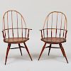 Pair of Windsor Oak, Birch and Ash Bow Back Arm Chairs
