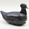 Black Painted Wood and Metal Coot Decoy