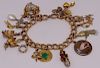 JEWELRY. Victorian 14kt Gold Charm Bracelet and 17