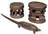 Two African Carved Stools with Head Rest