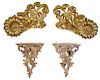Pair Carved Wall Brackets, Two Curtain Tie Backs