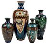 Four Japanese Cloisonne Vases