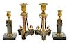 Two Pairs Gilt Bronze and Marble Candlesticks
