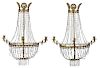 Large Pair Empire Style Crystal Sconces
