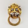 18K Gold & Diamond Lion Head Brooch/Pendant