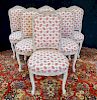 SET 6 PAINT DECORATED & UPHOLSTERED DINING CHAIRS 