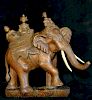 INDIAN CARVED WOOD ELEPHANT & FIGURES 