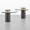 Pair of Karl Springer Cantilevered Occasional Tables