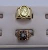 2 14KT GOLD RINGS; 1 ITALIAN & 1 WITH DIAMONDS 4.9 DWT