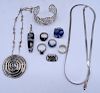 10 PCS. STERLING SILVER JEWELRY SOME SGN.