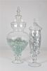 (2) Large Lidded Glass Containers