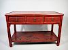 Chinese Red Lacquer Console Table