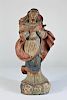 19th C Carved Wooden Hand Painted Angel