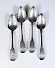 4 Antique English Silver Engraved Spoons