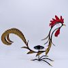 ITALIAN ROOSTER FIGURAL WROUGHT IRON CANDLE HOLDER