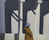 Rodney. Signed oil On Canvas "Barclays Columns"