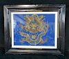 FRAMED EMBROIDERED CHINESE DRAGON
