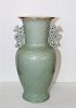 Chinese Crackleware Celadon Vase w Handles