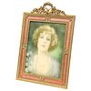 Large French Gilt Bronze Ormolu and Pink Guilloche Enamel Picture Photo Frame