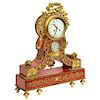 Gorgeous French Ormolu Gilt Bronze-Mounted Red Painted Mantel Clock, 1870