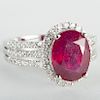 18k White Gold, Ruby and Diamond Ring