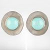 Pair of Ben-Amun Turquoise and Pewter Earclips