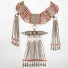 Large Silver and Coral Bib Necklace