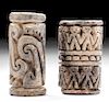 Lot of 2 Manteno Pottery Cylinder Seals