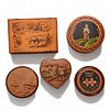 5 HAND CARVED WOODEN TRINKET BOXES