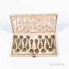 Boxed Set of Twelve Russian .875 Silver and Cloisonné Enamel Spoons