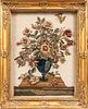 Framed French Silk Still Life with Raised Silk Chenille Embroidery