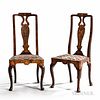 Pair of George I Walnut, Beech, and Marquetry Side Chairs