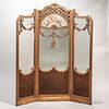 Louis XV-style Carved Giltwood and Mirror Floor Screen
