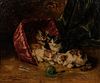 Alfred Arthur Brunel de Neuville (French, 1852-1941)  Basket of Cats with Yarn