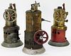 3 Antique Weeden Vertical Steam Engines
