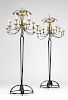 Pair Mid-Century Modern iron and brass torchieres