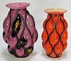 2 Kralik Bohemian Czech Caged Art Glass Vases
