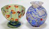 2 Kralik Bohemian Czech Art Glass Vase & Compote