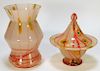 2 Kralik Bohemian Czech Art Glass Vase Jar Group