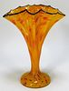 Kralik Bohemian Czech Splatter Art Glass Fan Vase