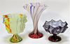 3 Bohemian Czech Art Glass Compote and Vase Group