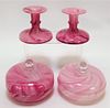 2PR Ruckl Pink Bohemian Art Glass Box Candle Group