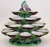 RARE English Minton Majolica Tiered Oyster Tower
