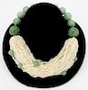 Chinese Qing Jadeite and Seed Pearl Necklace
