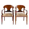 Pair of Biedermeier Style Tiger Maple Arm Chairs