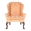 George III mahogany Upholstered Wing Chair
