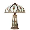 Art Nouveau Gilt Metal/Slag Glass Table Lamp