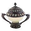Oriental Silver & Jade Covered Cup