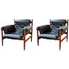Percival Style Chairs w Leather Upholstery, Pr