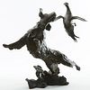 Kreg Harrison Bronze Sculpture Springer Spaniel Leaping for Pheasant